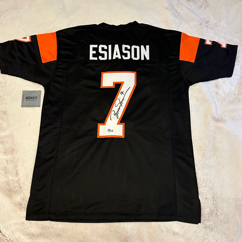 Bengals, Boomer Esiason Autographed Pro Style Jersey BECKETT Authentication